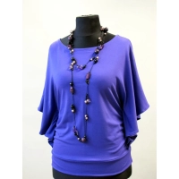 Bluzeczka Diana z pięknymi falbaniastymi rękawami - chabrowa